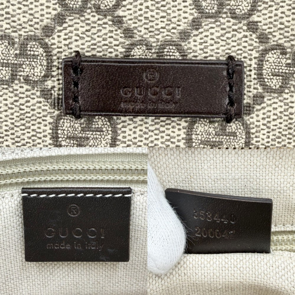 GUCCI グッチ 2WAY ハンドバッグ トートバッグ ショルダーバッグ 353440 GGスプリームキャンバス レザー ブラウン 茶 ベージュ ゴールド金具 レディース【中古品】