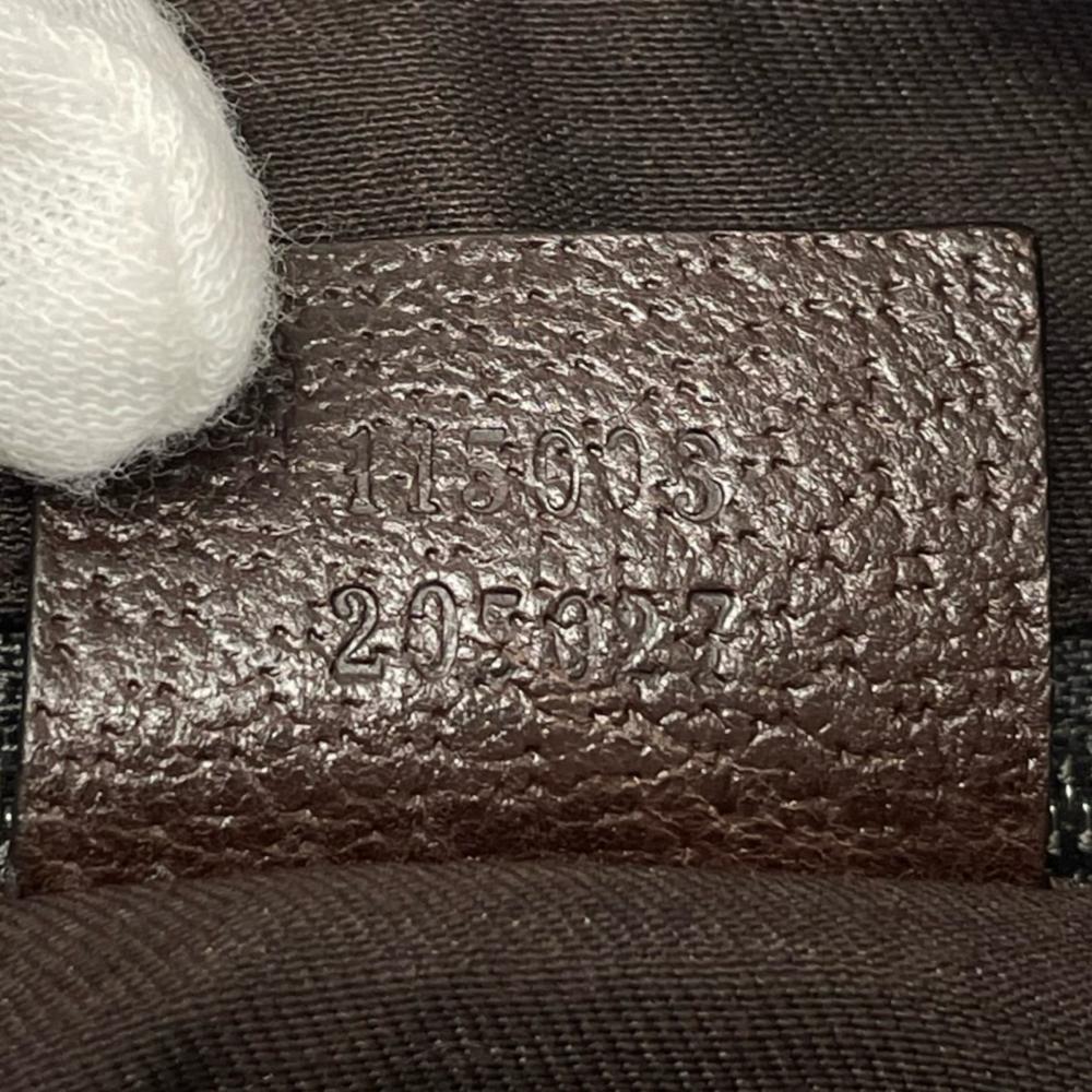 GUCCI グッチ ショルダーバッグ トートバッグ 115003 GGキャンバス レザー ブラウン 茶 シルバー金具 レディース【中古品】