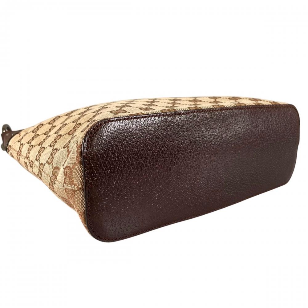 GUCCI グッチ ショルダーバッグ トートバッグ 115003 GGキャンバス レザー ブラウン 茶 シルバー金具 レディース【中古品】