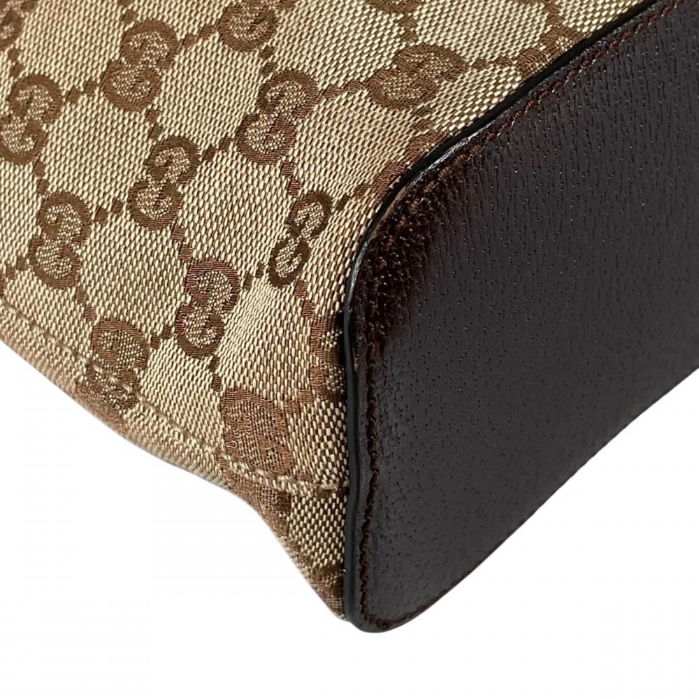 GUCCI グッチ ショルダーバッグ トートバッグ 115003 GGキャンバス レザー ブラウン 茶 シルバー金具 レディース【中古品】