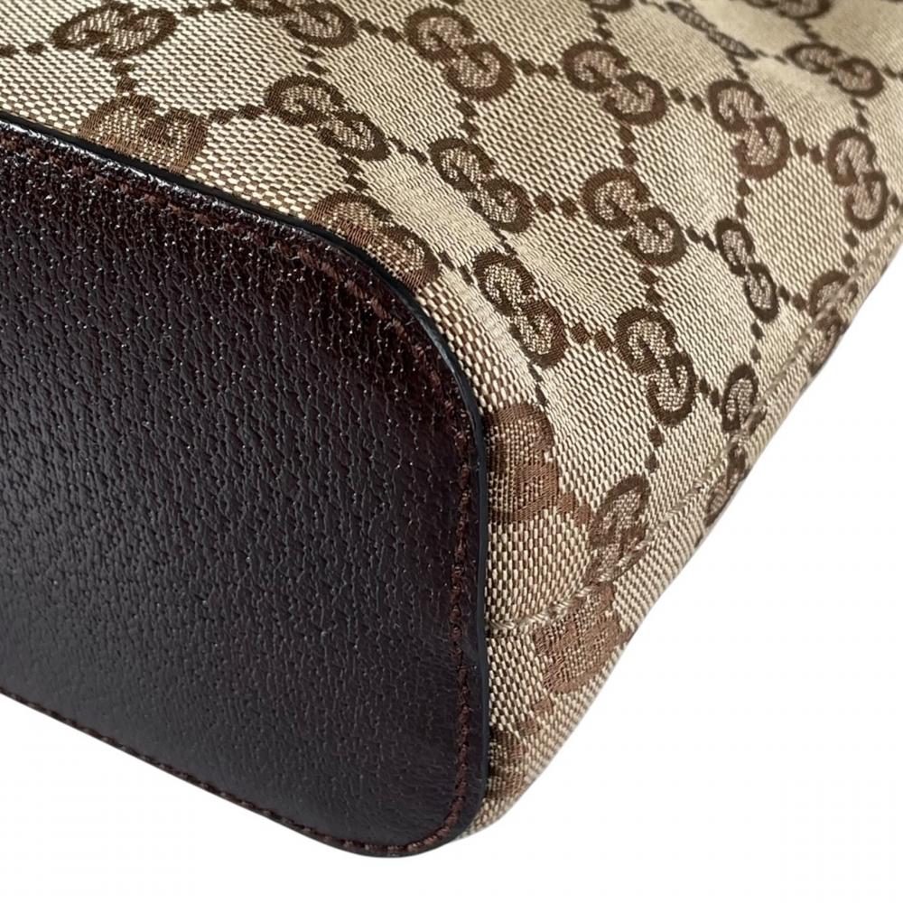 GUCCI グッチ ショルダーバッグ トートバッグ 115003 GGキャンバス レザー ブラウン 茶 シルバー金具 レディース【中古品】