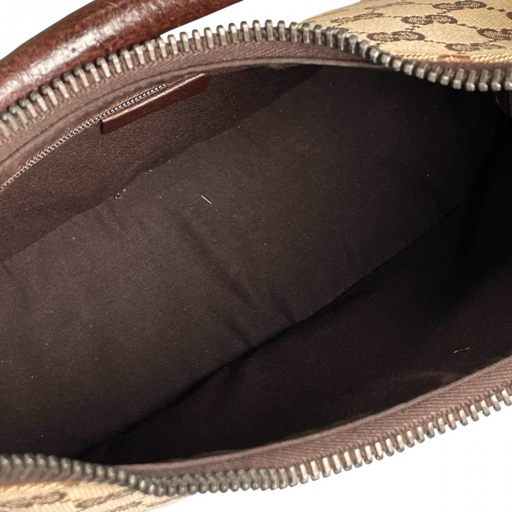 GUCCI グッチ ショルダーバッグ トートバッグ 115003 GGキャンバス レザー ブラウン 茶 シルバー金具 レディース【中古品】