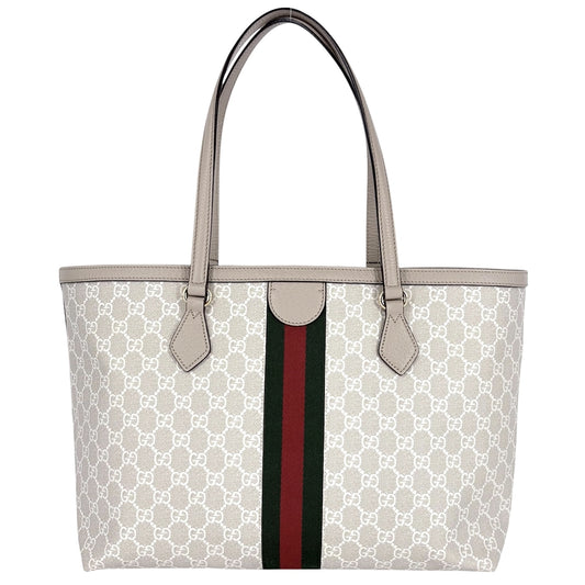 GUCCI グッチ ハンドバッグ オフィディア GGラージ トートバッグ シェリーライン 631685 GGスプリームキャンバス レザー ベージュ ゴールド金具 レディース【中古品】