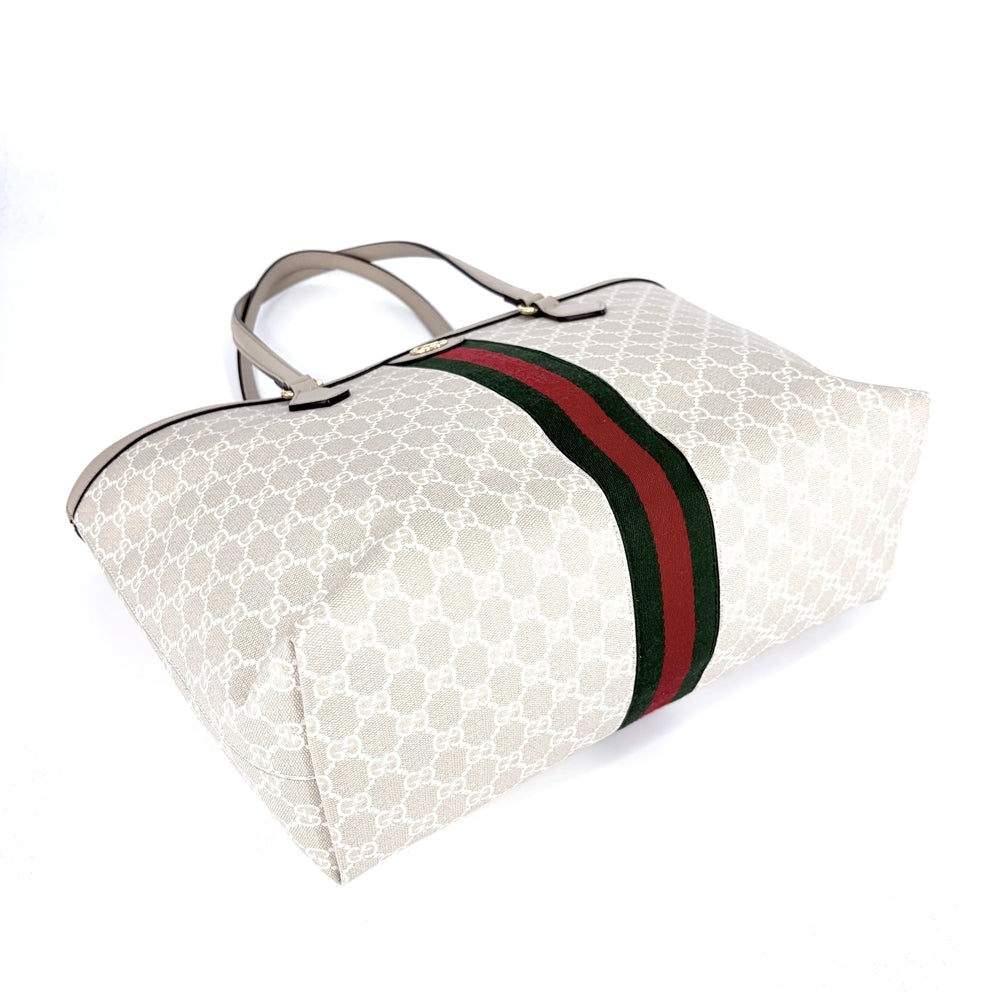 GUCCI グッチ ハンドバッグ オフィディア GGラージ トートバッグ シェリーライン 631685 GGスプリームキャンバス レザー ベージュ ゴールド金具 レディース【中古品】