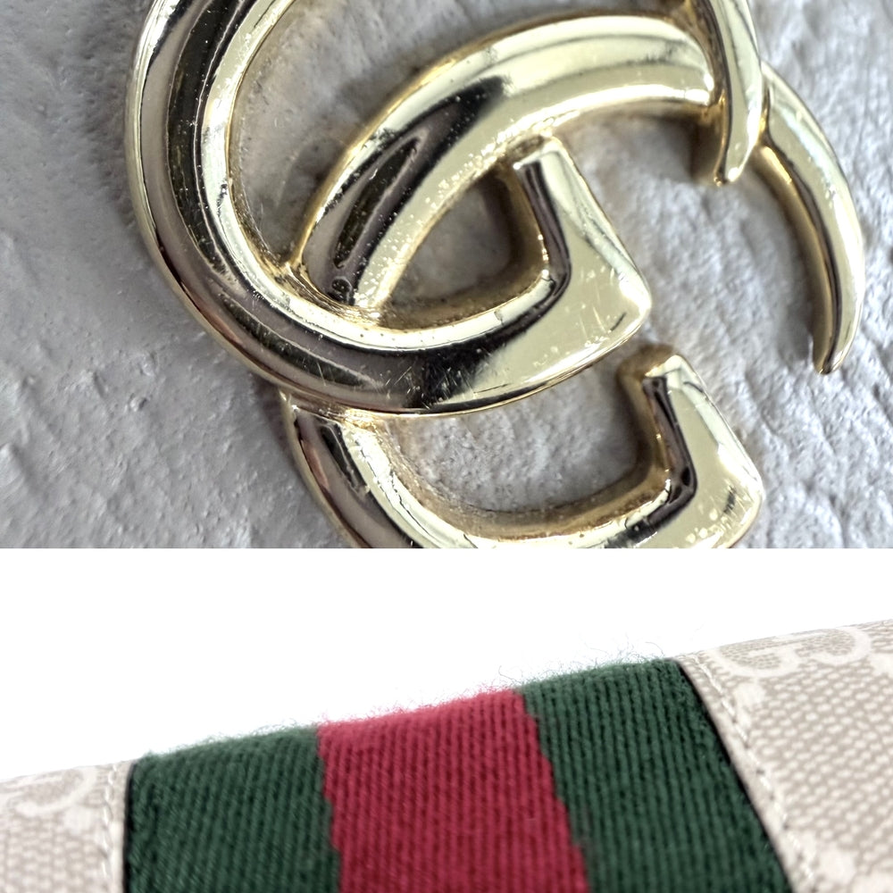 GUCCI グッチ ハンドバッグ オフィディア GGラージ トートバッグ シェリーライン 631685 GGスプリームキャンバス レザー ベージュ ゴールド金具 レディース【中古品】