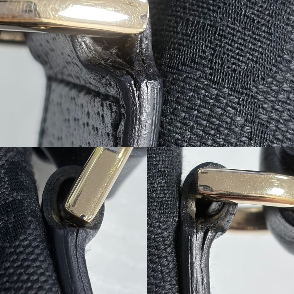 GUCCI グッチ ハンドバッグ アビ― 130939 GGキャンバス レザー ブラック 黒 ゴールド金具 レディース【中古品】