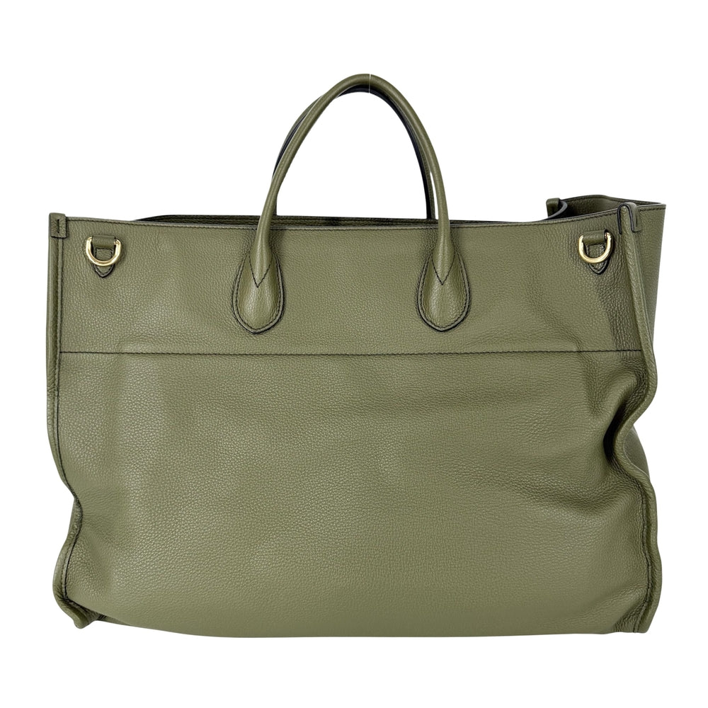GUCCI グッチ 2WAY ラージ トートバッグ ショルダーバッグ 674837 レザー カーキ ゴールド金具 レディース【中古品】