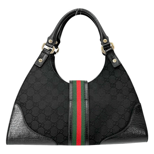 GUCCI グッチ ハンドバッグ シェエリーライン 130995 GGキャンバス ブラック 黒 ゴールド金具 レディース【中古品】