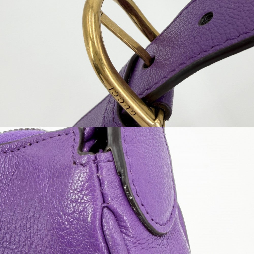 GUCCI グッチ ハンドバッグ GGマーモント アフロディーテ ミニ ミニバッグ ワンショルダー 739076 レザー パープル 紫
 ゴールド金具 レディース【中古品】