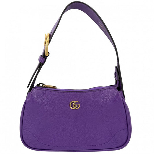 GUCCI グッチ ハンドバッグ GGマーモント アフロディーテ ミニ ミニバッグ ワンショルダー 739076 レザー パープル 紫
 ゴールド金具 レディース【中古品】