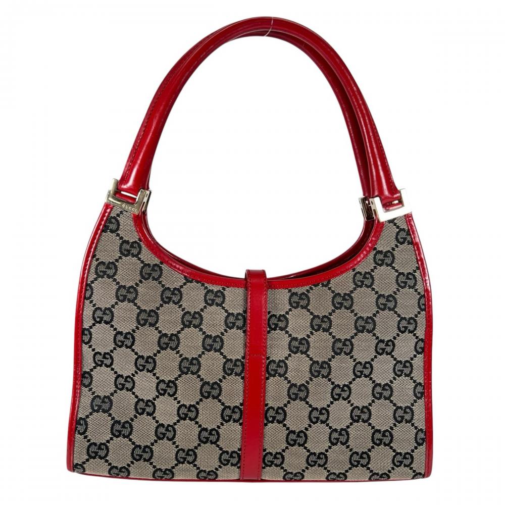 GUCCI グッチ ハンドバッグ ジャッキー 002 1068 GGキャンバス レザー レッド 赤 ゴールド金具 レディース【中古品】