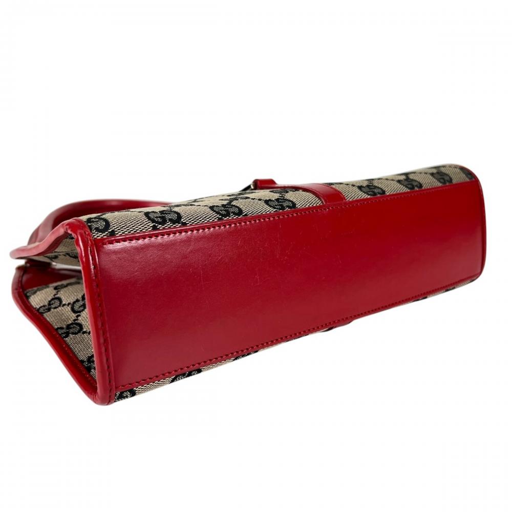 GUCCI グッチ ハンドバッグ ジャッキー 002 1068 GGキャンバス レザー レッド 赤 ゴールド金具 レディース【中古品】