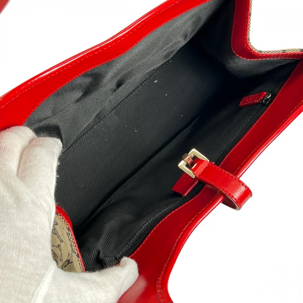 GUCCI グッチ ハンドバッグ ジャッキー 002 1068 GGキャンバス レザー レッド 赤 ゴールド金具 レディース【中古品】