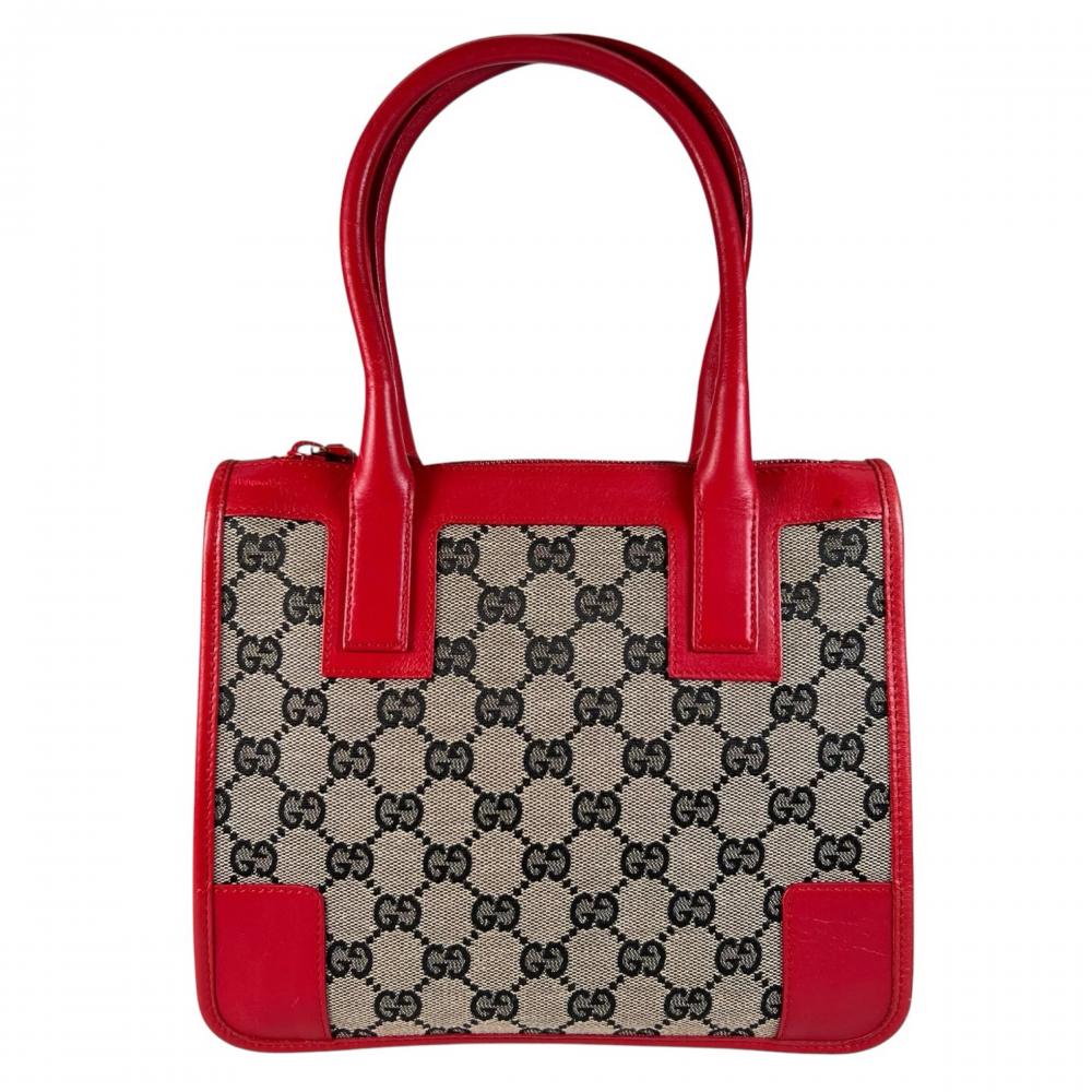 GUCCI グッチ ハンドバッグ モノグラム 000-0856 GGキャンバス レッド 赤 ゴールド金具 レディース【中古品】