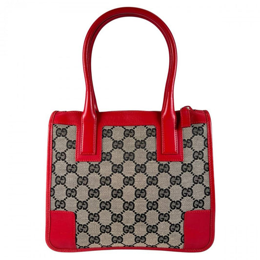 GUCCI グッチ ハンドバッグ モノグラム 000-0856 GGキャンバス レッド 赤 ゴールド金具 レディース【中古品】