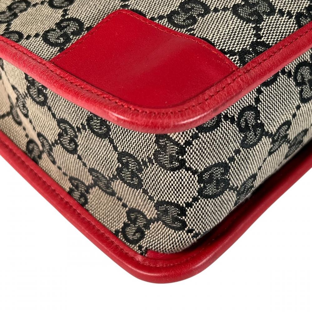 GUCCI グッチ ハンドバッグ モノグラム 000-0856 GGキャンバス レッド 赤 ゴールド金具 レディース【中古品】