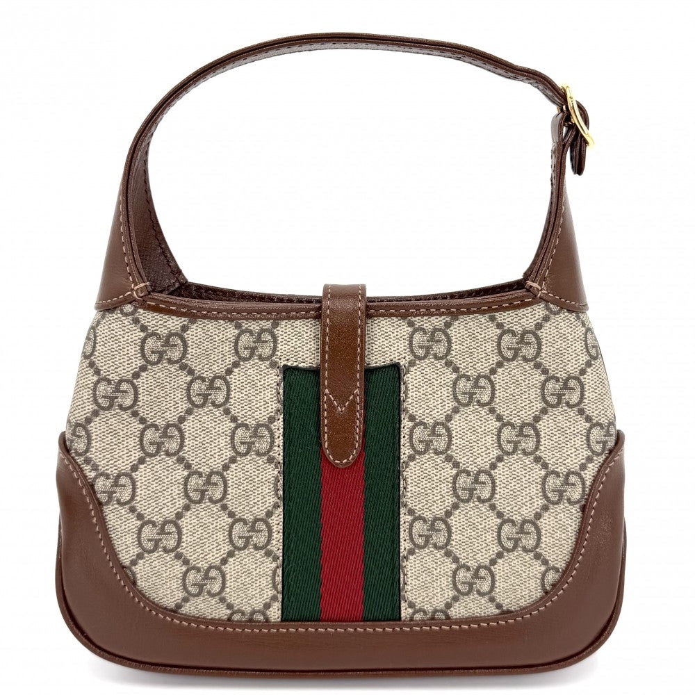 GUCCI グッチ 2WAY ジャッキー1961 ミニホーボーバッグ ハンドバッグ ショルダーバッグ シェリーライン 637092 GGスプリームキャンバス レザー ベージュ ブラウン 茶 ゴールド金具 レディース【中古品】