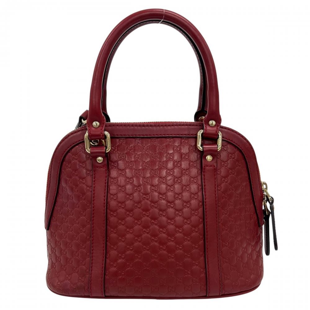 GUCCI グッチ ショルダーバッグ マイクログッチシマ ドームバッグ 449654 レザー レッド 赤 ゴールド金具 レディース【中古品】