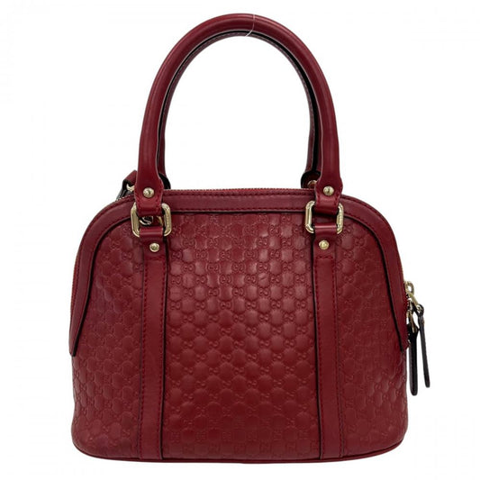 GUCCI グッチ ショルダーバッグ マイクログッチシマ ドームバッグ 449654 レザー レッド 赤 ゴールド金具 レディース【中古品】