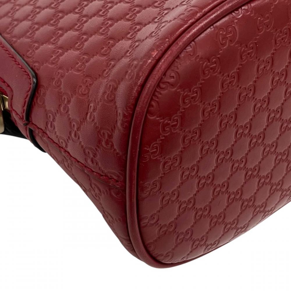 GUCCI グッチ ショルダーバッグ マイクログッチシマ ドームバッグ 449654 レザー レッド 赤 ゴールド金具 レディース【中古品】