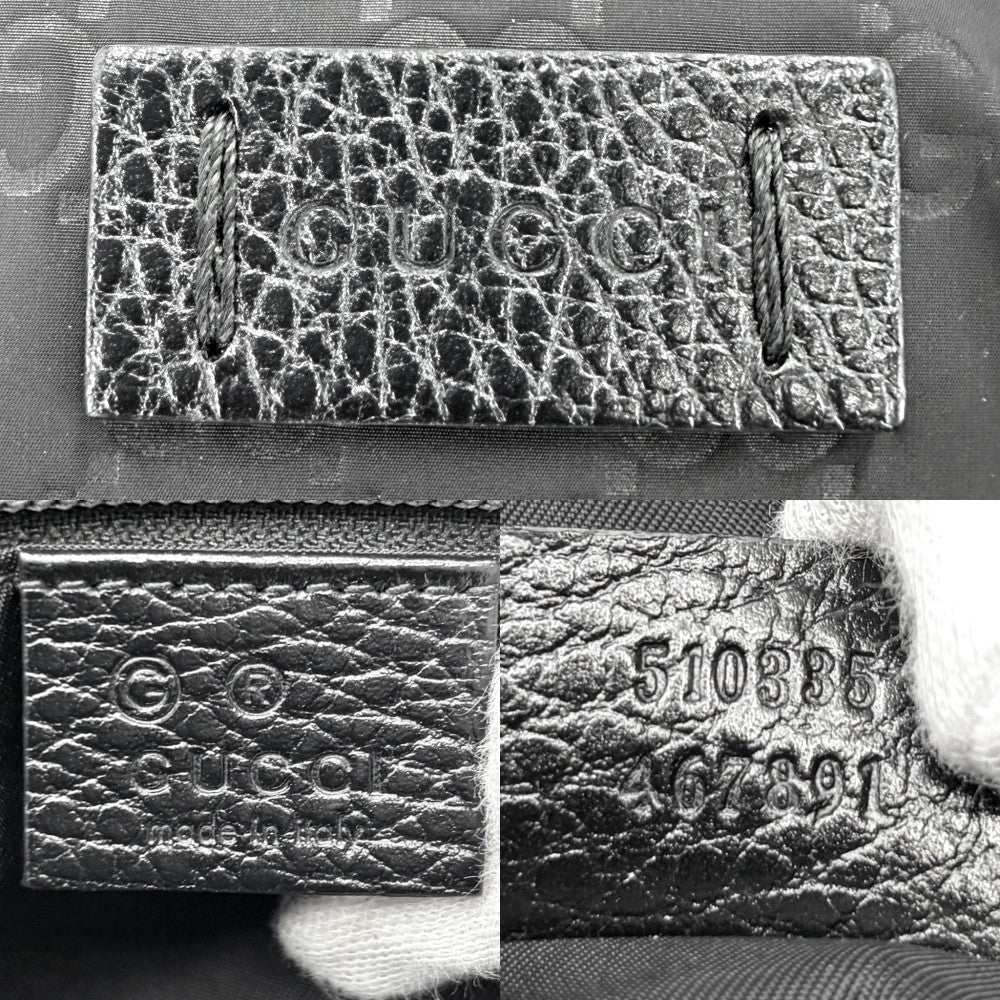 GUCCI グッチ ショルダーバッグ GGナイロン メッセンジャーバッグ かばん 鞄 510335 ナイロン レザー ブラック 黒 シルバー金具 メンズ【中古品】