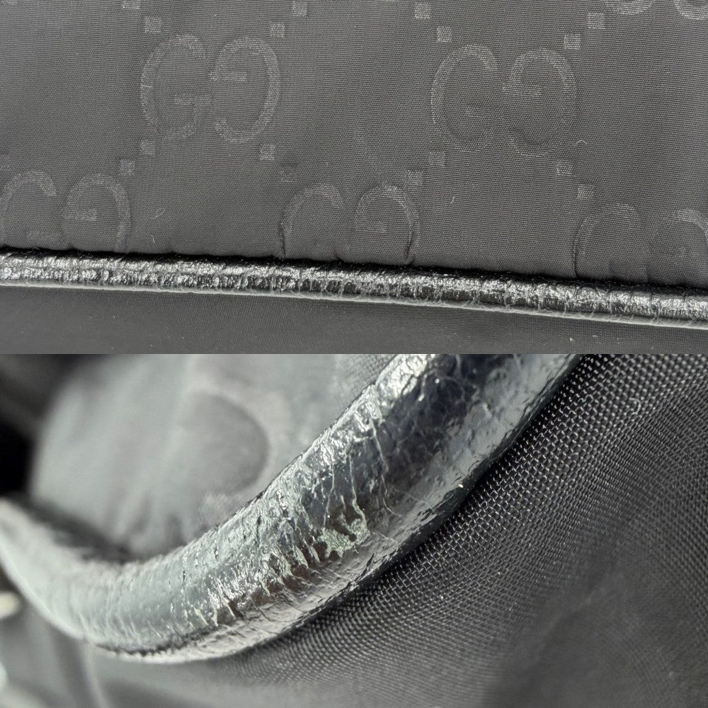 GUCCI グッチ ショルダーバッグ GGナイロン メッセンジャーバッグ かばん 鞄 510335 ナイロン レザー ブラック 黒 シルバー金具 メンズ【中古品】