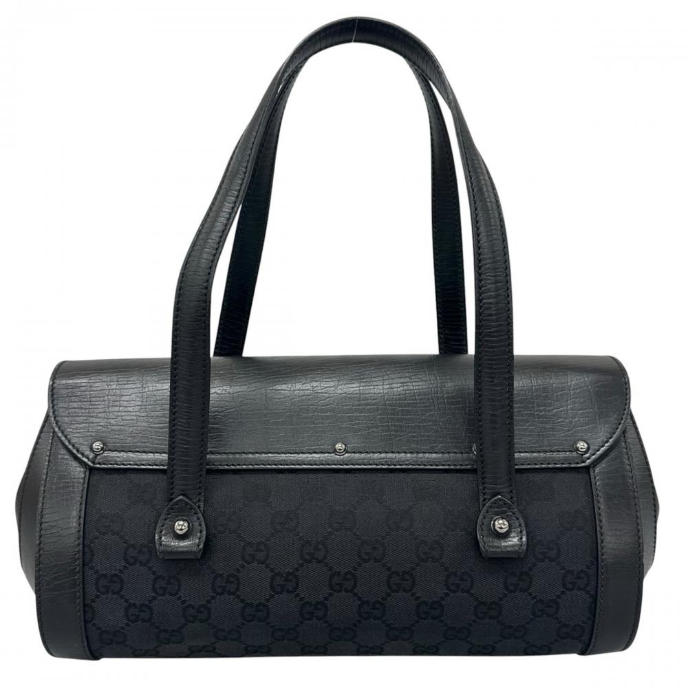 GUCCI グッチ ハンドバッグ バンブー 111713 GGキャンバス ブラック 黒 シルバー金具 レディース【中古品】
