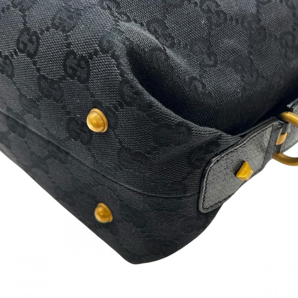 GUCCI グッチ ハンドバッグ モノグラム 120886 GGキャンバス レザー ブラック 黒 ゴールド金具 レディース【中古品】