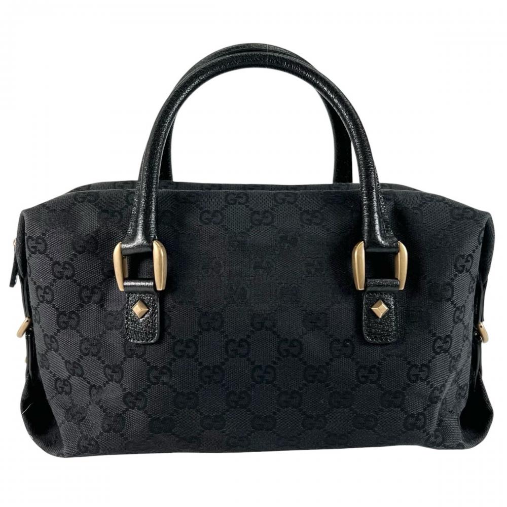 GUCCI グッチ ハンドバッグ モノグラム 120886 GGキャンバス レザー ブラック 黒 ゴールド金具 レディース【中古品】