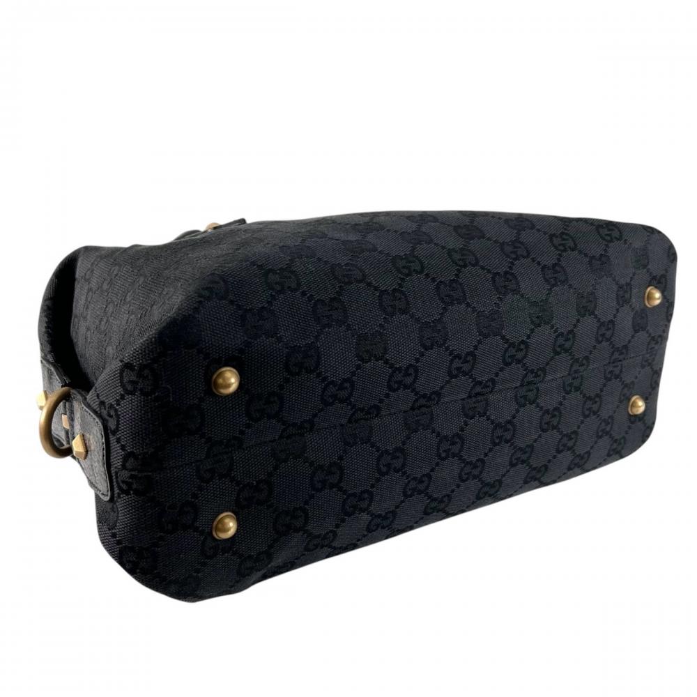 GUCCI グッチ ハンドバッグ モノグラム 120886 GGキャンバス レザー ブラック 黒 ゴールド金具 レディース【中古品】