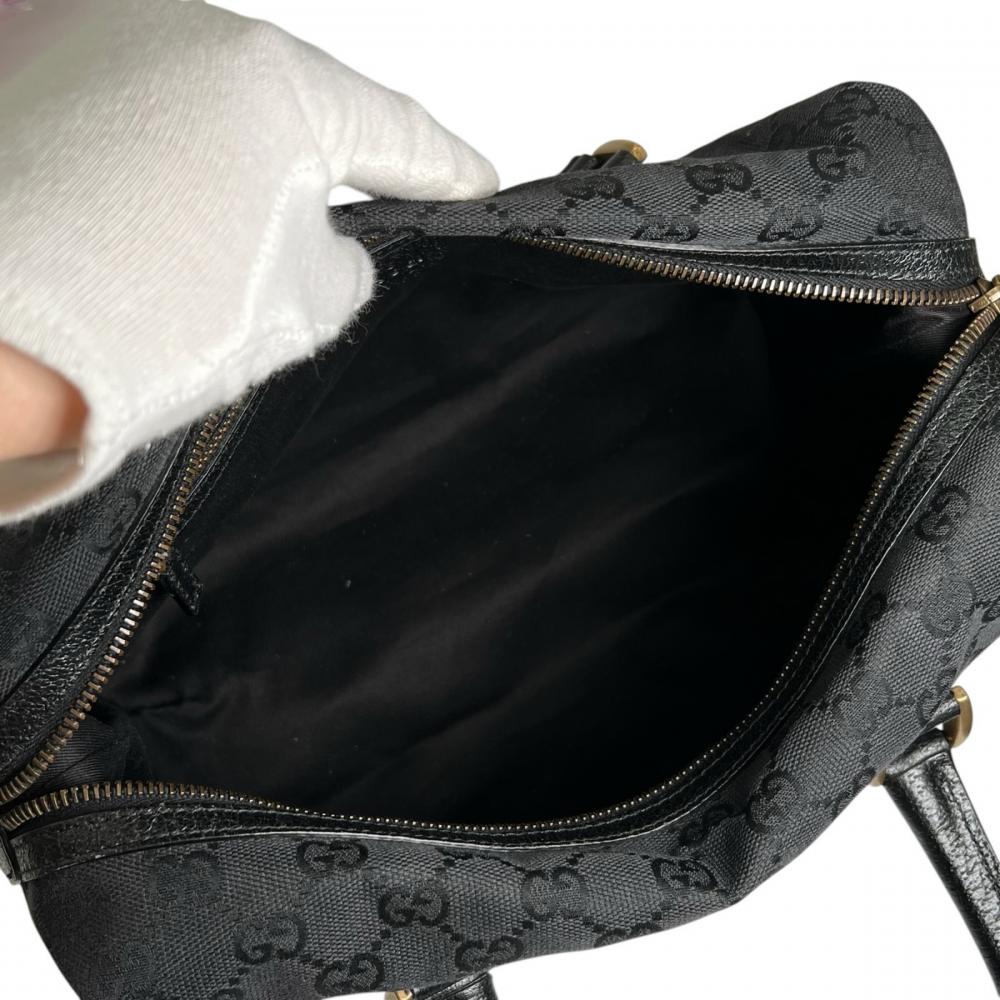 GUCCI グッチ ハンドバッグ モノグラム 120886 GGキャンバス レザー ブラック 黒 ゴールド金具 レディース【中古品】