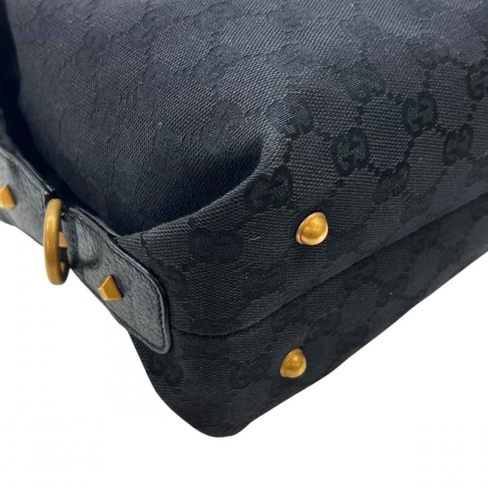 GUCCI グッチ ハンドバッグ モノグラム 120886 GGキャンバス レザー ブラック 黒 ゴールド金具 レディース【中古品】