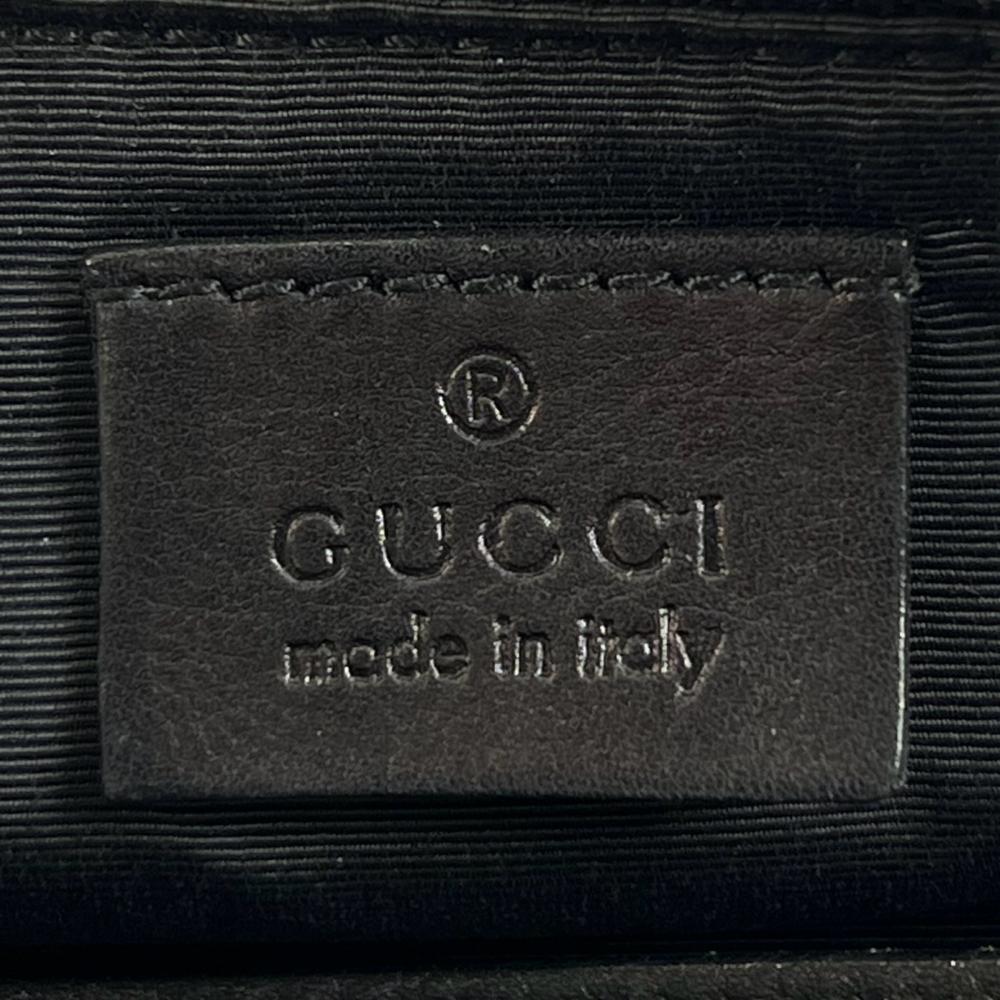 GUCCI グッチ ハンドバッグ ポーチ 07198 GGキャンバス レザー ブラック 黒 グレー ゴールド金具 レディース【中古品】