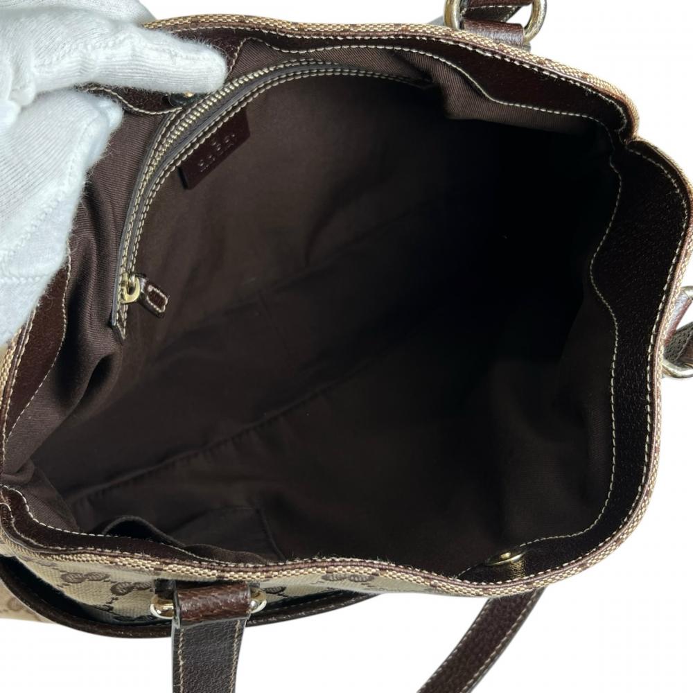 GUCCI グッチ トートバッグ ハンドバッグ 163288 GGキャンバス ブラウン 茶 レディース【中古品】