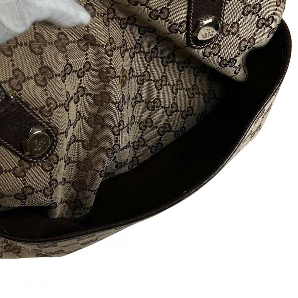 GUCCI グッチ トートバッグ ハンドバッグ 163288 GGキャンバス ブラウン 茶 レディース【中古品】