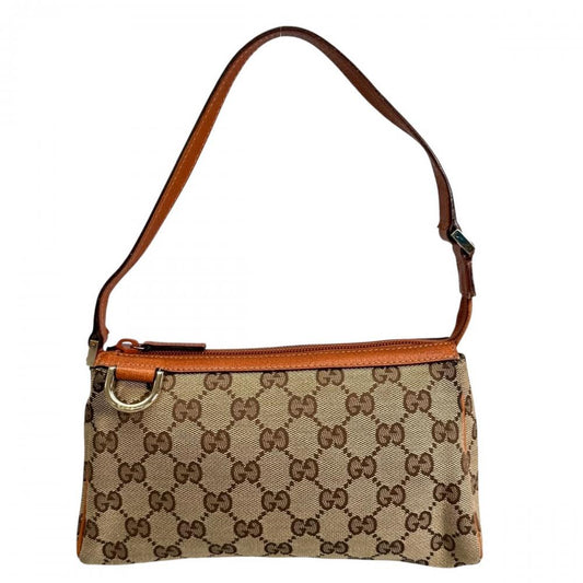 GUCCI グッチ ハンドバッグ アビー アクセサリーポーチ 145750 GGキャンバス ブラウン 茶 オレンジ ゴールド金具 レディース【中古品】