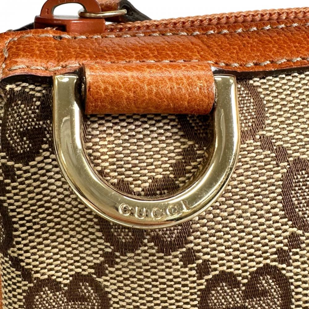 GUCCI グッチ ハンドバッグ アビー アクセサリーポーチ 145750 GGキャンバス ブラウン 茶 オレンジ ゴールド金具 レディース【中古品】