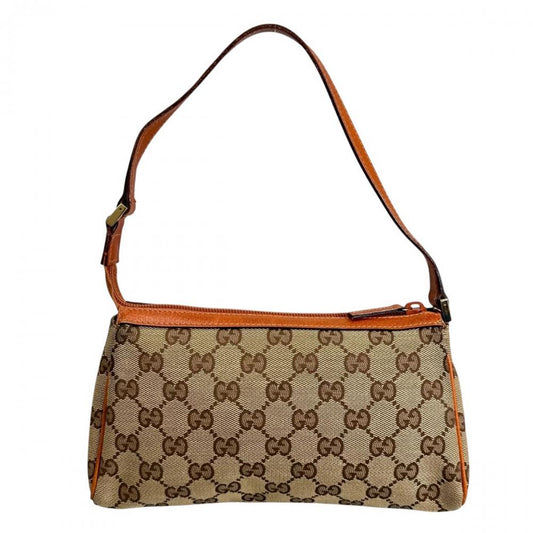 GUCCI グッチ ハンドバッグ アビー アクセサリーポーチ 145750 GGキャンバス ブラウン 茶 オレンジ ゴールド金具 レディース【中古品】
