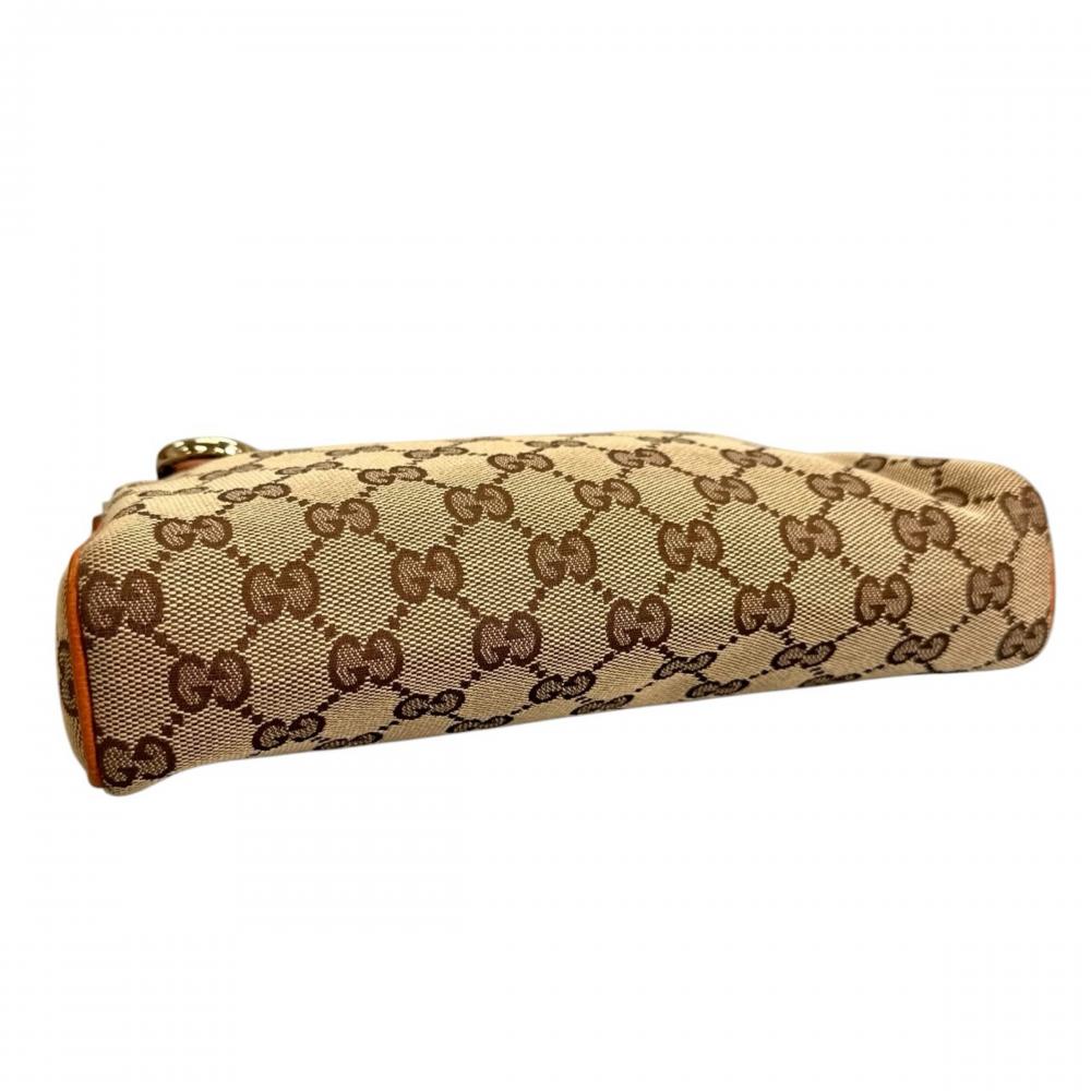 GUCCI グッチ ハンドバッグ アビー アクセサリーポーチ 145750 GGキャンバス ブラウン 茶 オレンジ ゴールド金具 レディース【中古品】