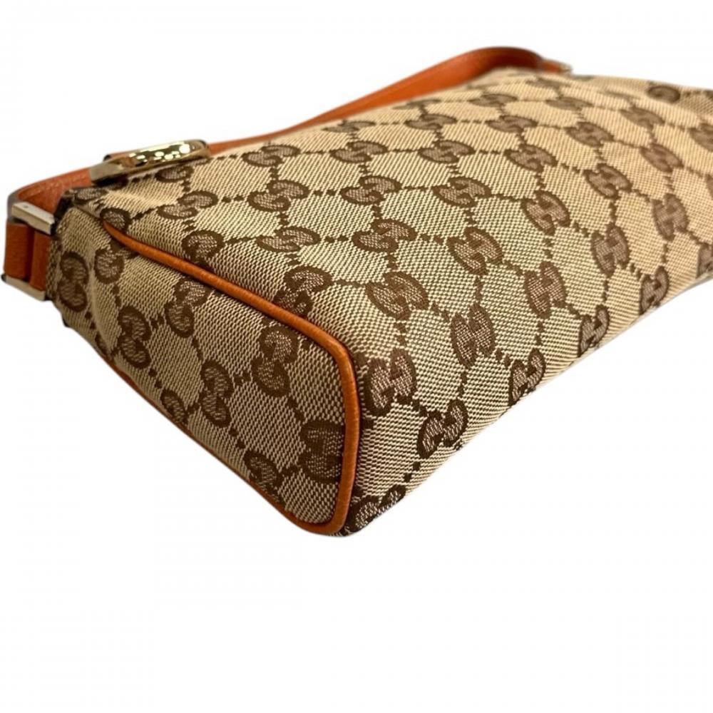 GUCCI グッチ ハンドバッグ アビー アクセサリーポーチ 145750 GGキャンバス ブラウン 茶 オレンジ ゴールド金具 レディース【中古品】