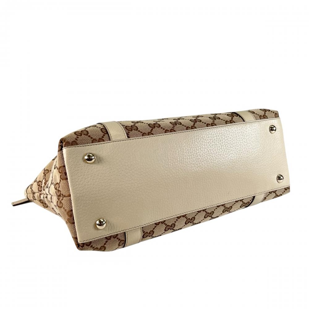 GUCCI グッチ トートバッグ アビートートバック モノグラム 141470 GGキャンバス ベージュ ブラウン 茶 ゴールド金具 レディース【中古品】