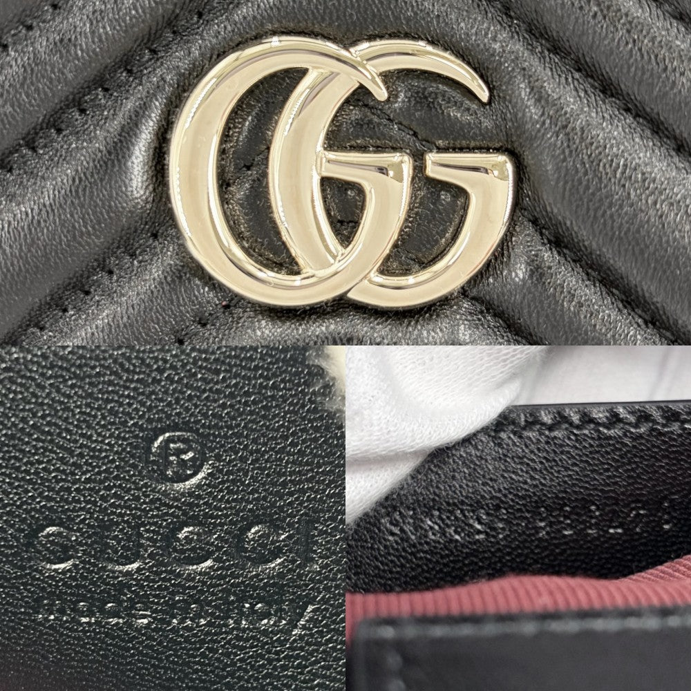 GUCCI グッチ 2WAY GGマーモント キルティング ハンドバッグ ショルダーバッグ 847386 レザー ブラック 黒 ゴールド金具 レディース【中古品】
