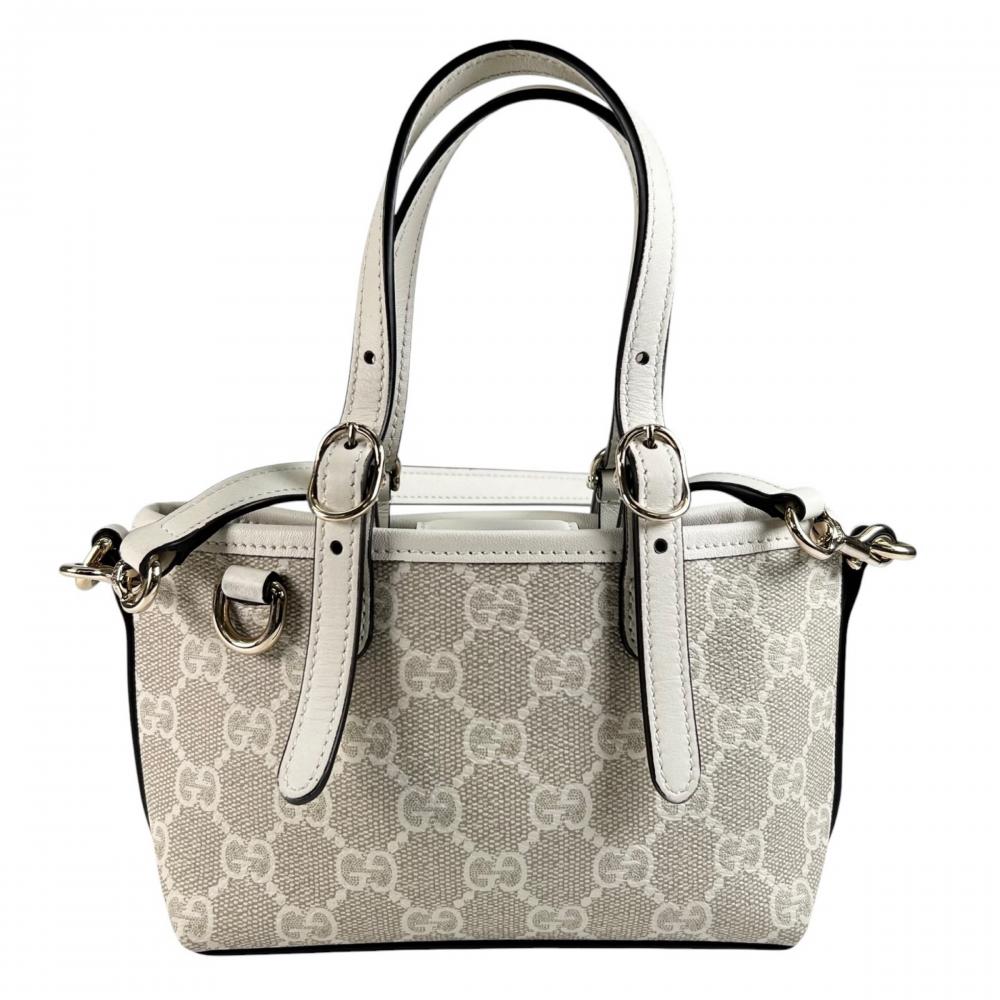 GUCCI グッチ 2WAY GGエンブレム ハンドバッグ ショルダーバッグ 855491 GGスプリームキャンバス ホワイト 白 レディース【中古品】