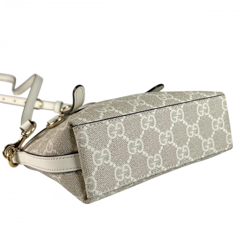 GUCCI グッチ 2WAY GGエンブレム ハンドバッグ ショルダーバッグ 855491 GGスプリームキャンバス ホワイト 白 レディース【中古品】
