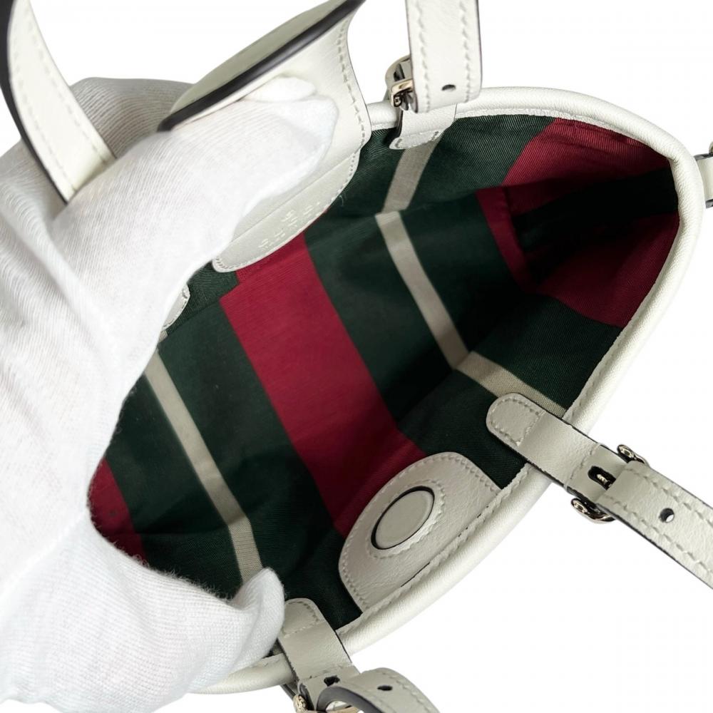 GUCCI グッチ 2WAY GGエンブレム ハンドバッグ ショルダーバッグ 855491 GGスプリームキャンバス ホワイト 白 レディース【中古品】