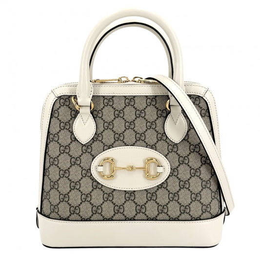 GUCCI グッチ 2WAY ホースビット1955 スモールトップハンドルバッグ ハンドバッグ ショルダーバッグ 621220 GGスプリームキャンバス レザー ベージュ ホワイト 白 ゴールド金具 レディース【中古品】