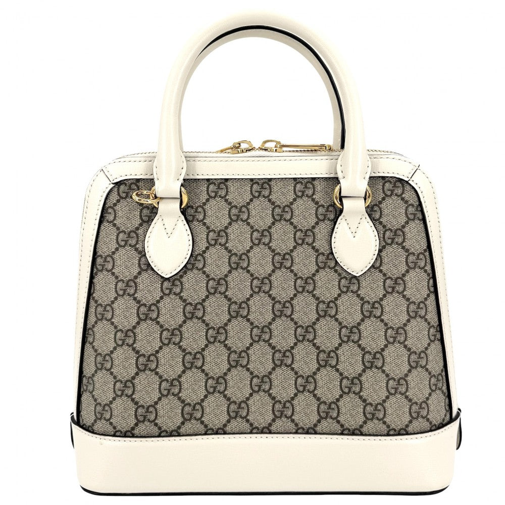 GUCCI グッチ 2WAY ホースビット1955 スモールトップハンドルバッグ ハンドバッグ ショルダーバッグ 621220 GGスプリームキャンバス レザー ベージュ ホワイト 白 ゴールド金具 レディース【中古品】