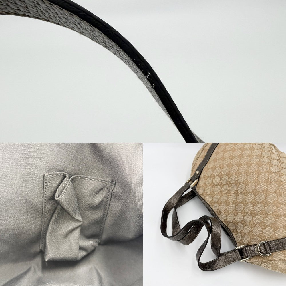 GUCCI グッチ ハンドバッグ アビー トートバッグ 130736 GGキャンバス レザー ベージュ ゴールド係 ソフトゴールド金具 レディース【中古品】