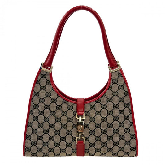 GUCCI グッチ ハンドバッグ ジャッキー 002・1067 GGキャンバス レザー レッド 赤 ゴールド金具 レディース【中古品】