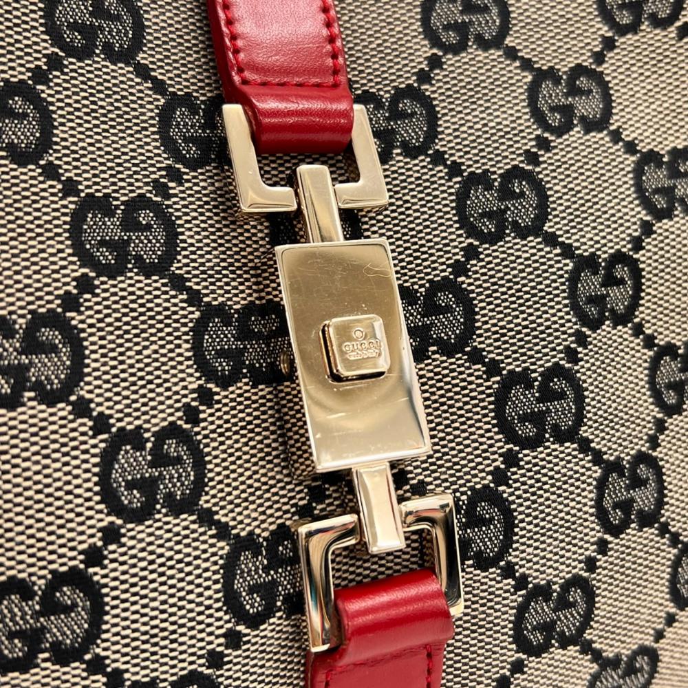 GUCCI グッチ ハンドバッグ ジャッキー 002・1067 GGキャンバス レザー レッド 赤 ゴールド金具 レディース【中古品】